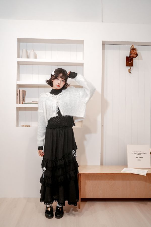 軟綿綿蕾絲滾邊水手針織外套 軟綿綿蕾絲滾邊水手針織外套