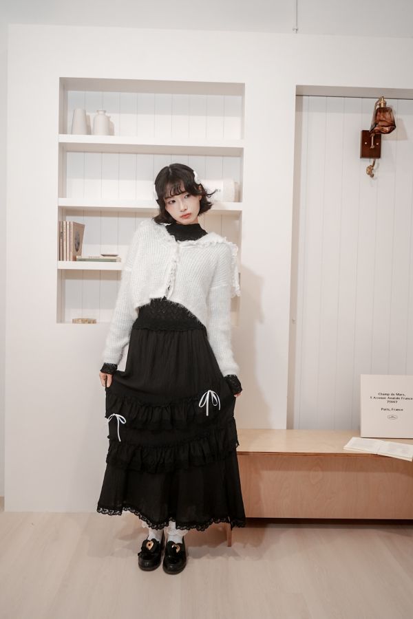 軟綿綿蕾絲滾邊水手針織外套 軟綿綿蕾絲滾邊水手針織外套