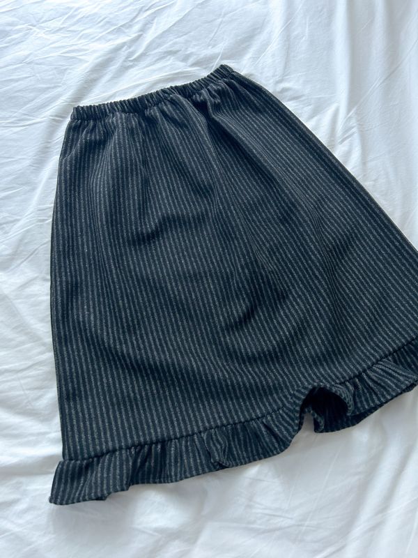 ﹝KR選物﹞直紋毛呢花邊半身裙 