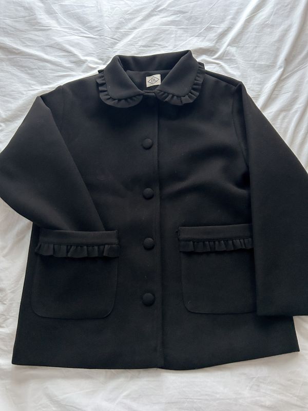 ﹝KR選物﹞荷葉花邊領包釦鋪棉大衣 