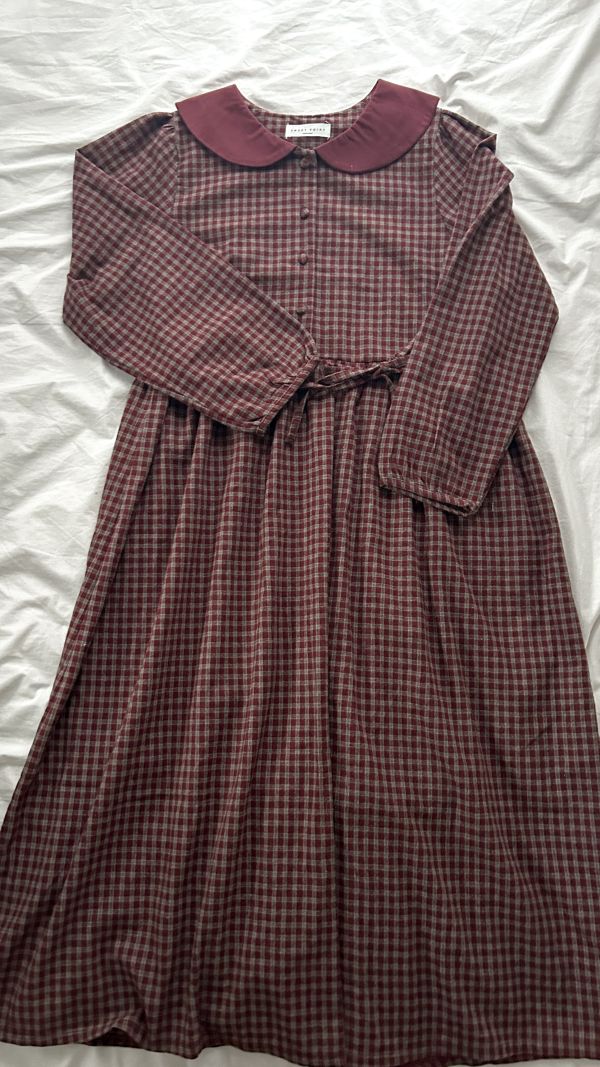 ﹝KR選物﹞撞色娃領格紋洋裝 