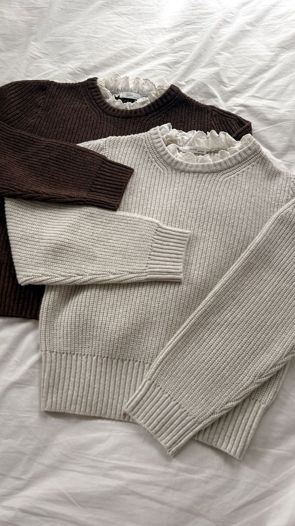 ﹝KR選物﹞荷葉拼接立領針織毛衣 