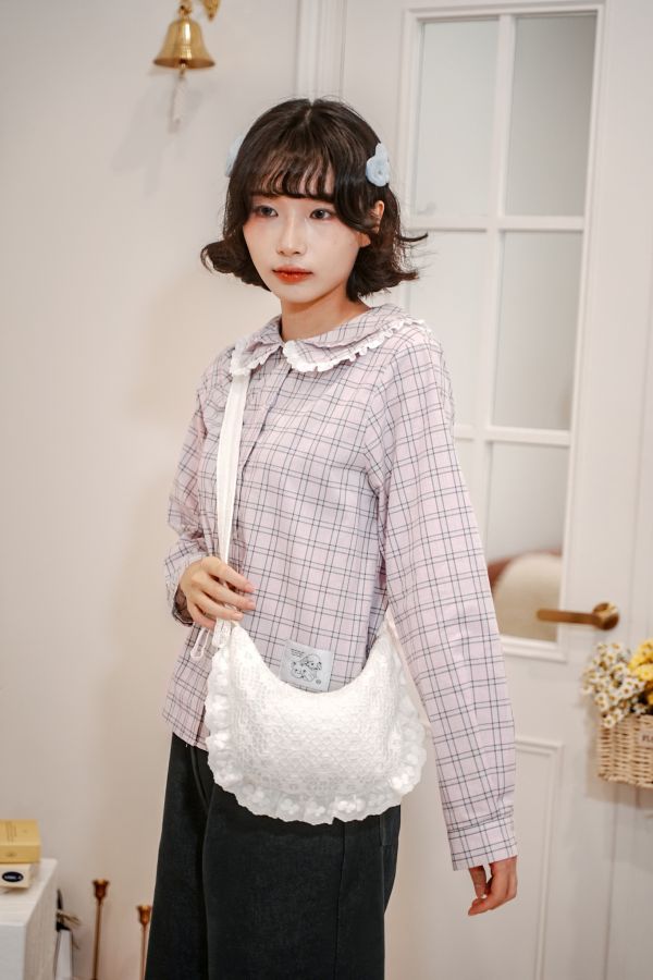 雙層花邊領格紋襯衫 雙層花邊領格紋襯衫