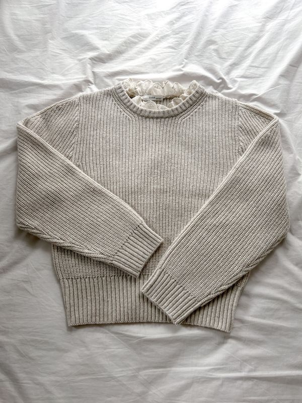 ﹝KR選物﹞荷葉拼接立領針織毛衣 