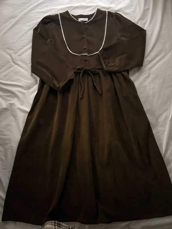 ﹝KR選物﹞復古感燈芯絨圓領洋裝 