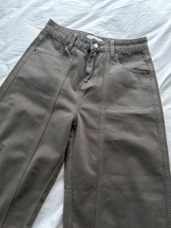 ﹝KR選物﹞斜邊剪裁直筒牛仔寬褲 