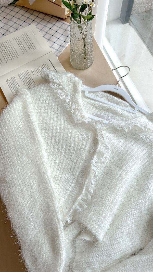 軟綿綿蕾絲滾邊水手針織外套 軟綿綿蕾絲滾邊水手針織外套