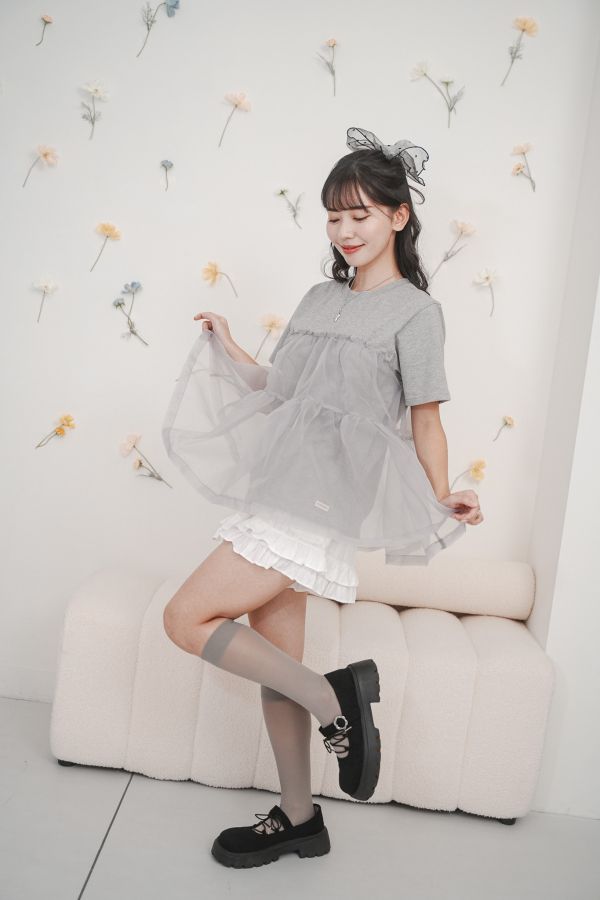澎澎紗拼接上衣 澎澎紗拼接上衣