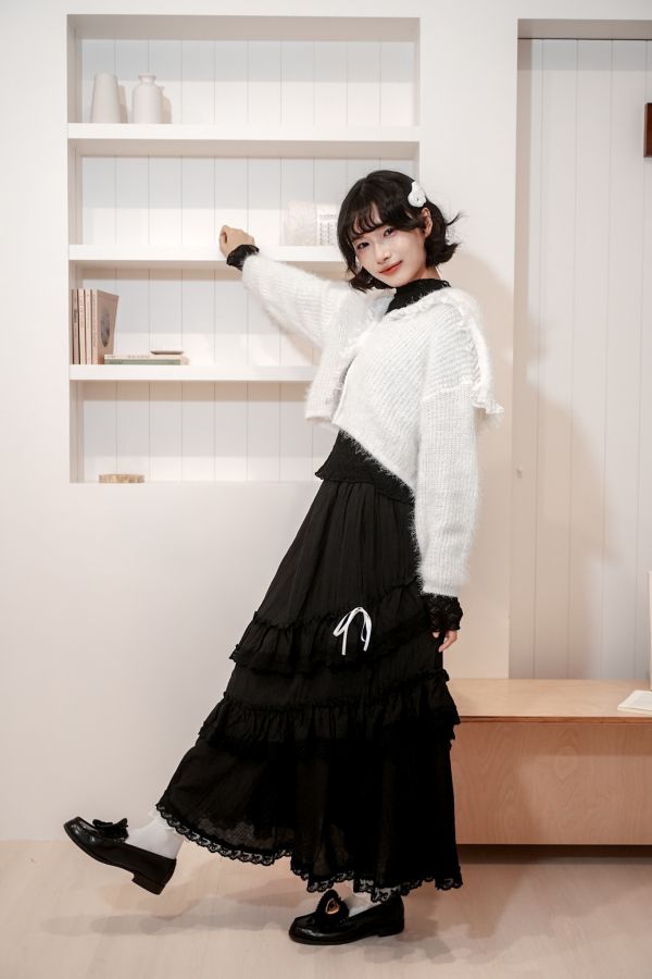 軟綿綿蕾絲滾邊水手針織外套 軟綿綿蕾絲滾邊水手針織外套