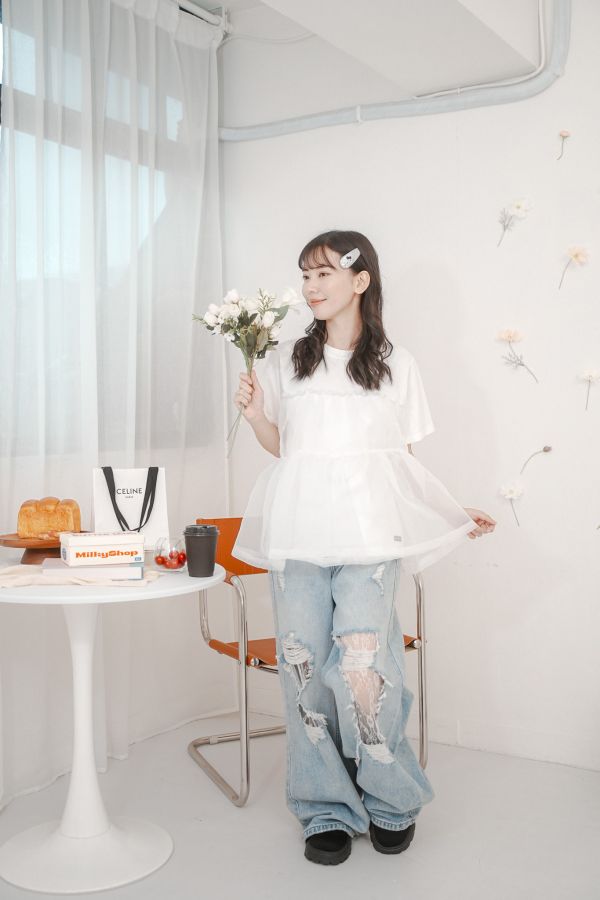 澎澎紗拼接上衣 澎澎紗拼接上衣
