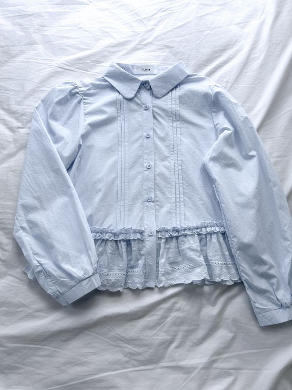 ﹝KR選物﹞拼接雕花滾邊襯衫 