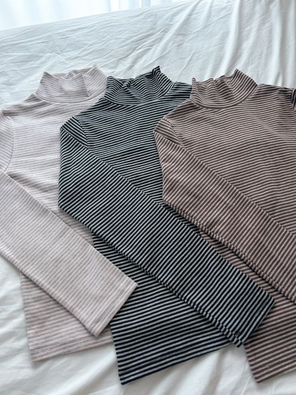 ﹝KR選物﹞撞色橫紋高領打底衣 