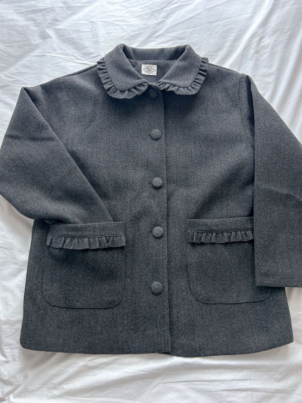 ﹝KR選物﹞荷葉花邊領包釦鋪棉大衣 