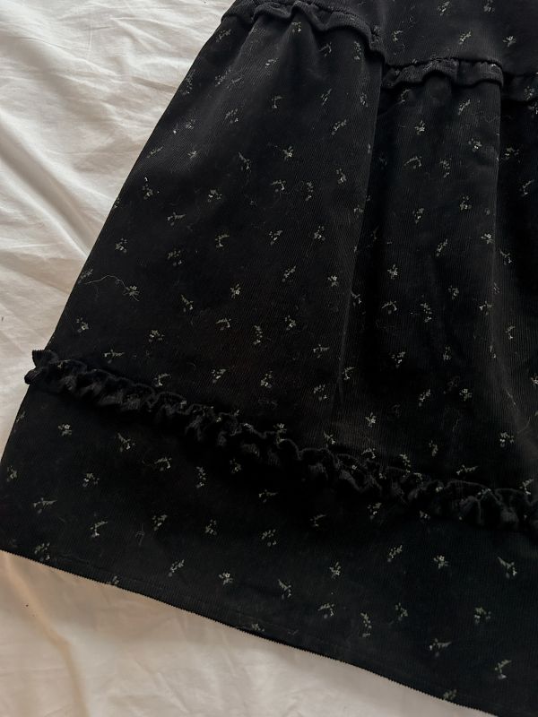 ﹝KR選物﹞燈芯絨小碎花滾邊半身裙 