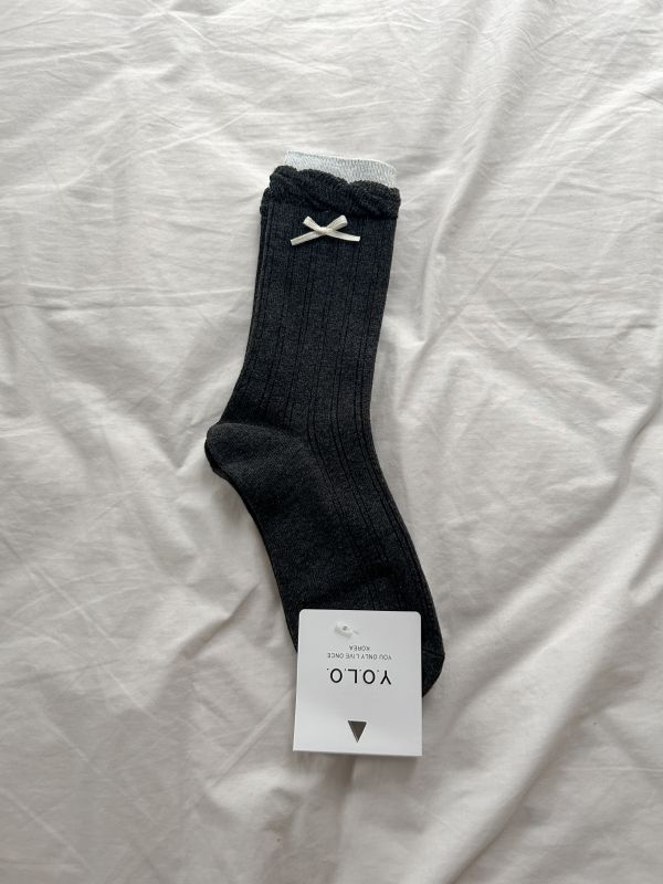 ﹝KR選物﹞撞色感蝴蝶結襪 