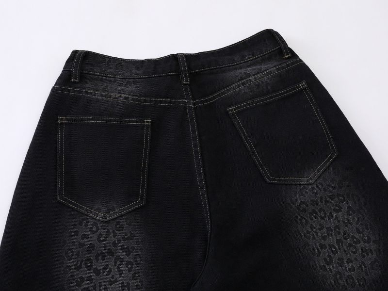 膝刷豹紋七分褲 