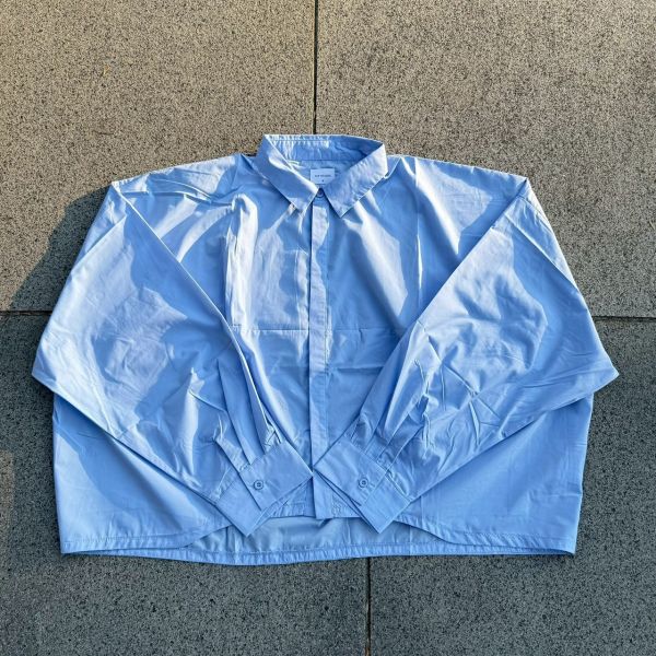 韓國寬短素面襯衫 