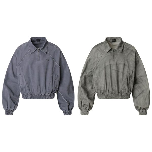 美式廢土風水洗翻領上衣 