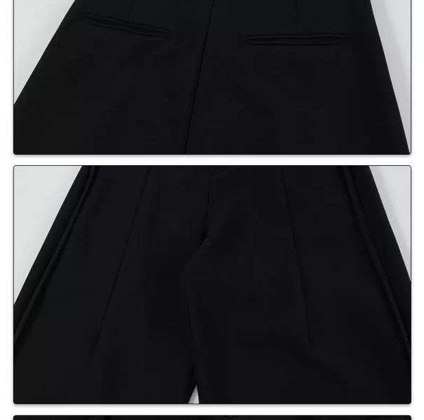 韓版褶皺高質感西裝彎刀褲 