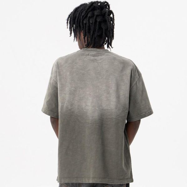 水洗字母漸層短T 