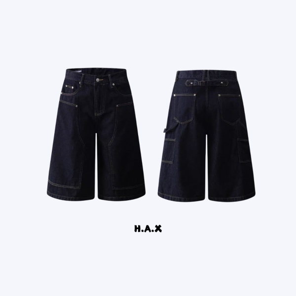 車線單寧七分褲 