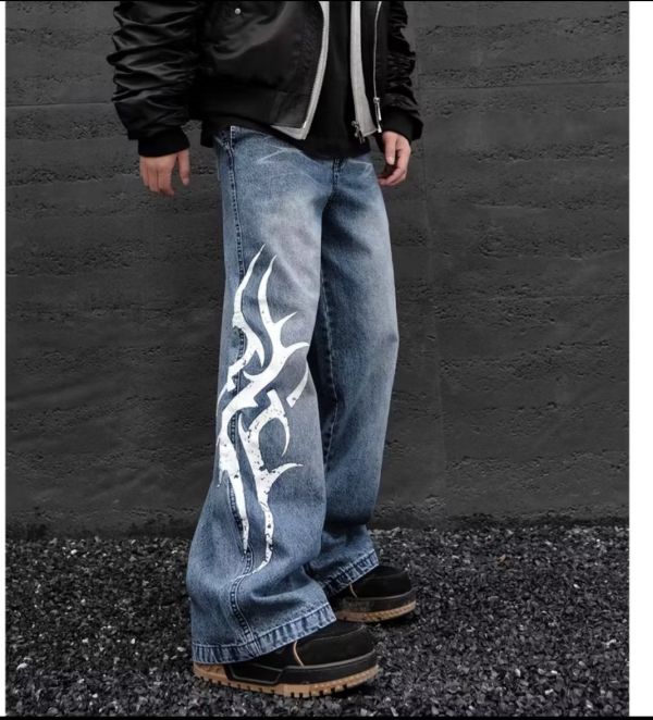 閃電水洗直筒牛仔 