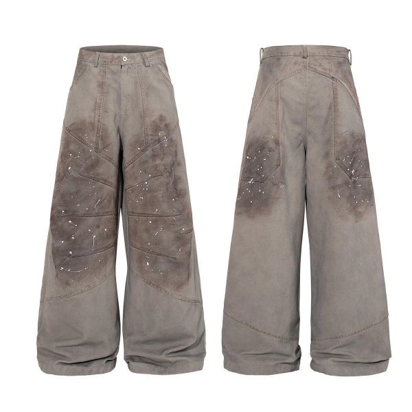 潑漆刷髒闊腿褲 