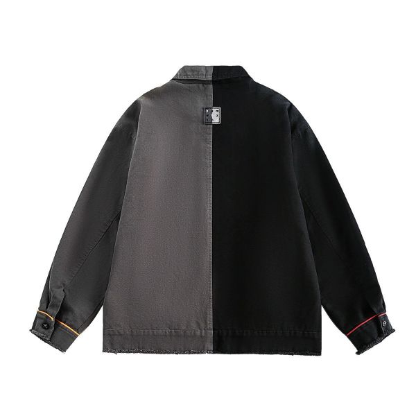 歐美塗鴉撞色拼接外套 