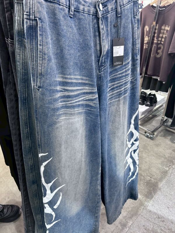 閃電水洗直筒牛仔 