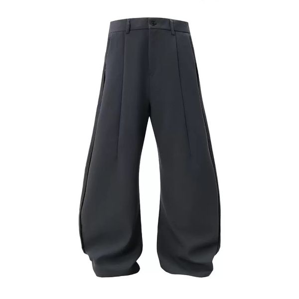 韓版褶皺高質感西裝彎刀褲 