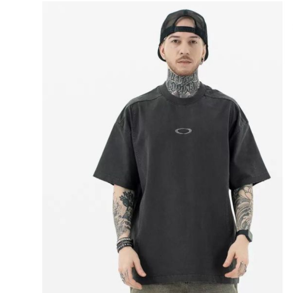 美式刺繡洗水短T 