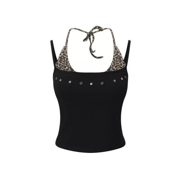 美式雙層辣妹豹紋背心 