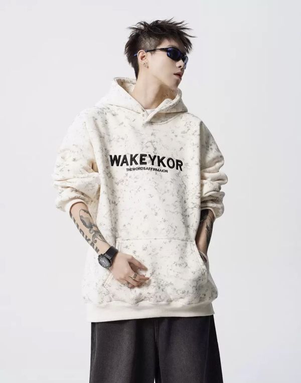 WAKEY扎染髒髒刷毛帽T 