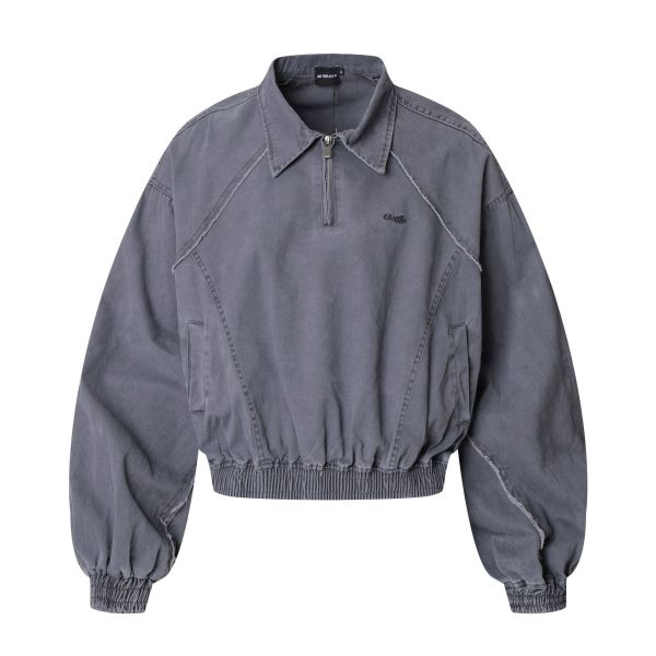 美式廢土風水洗翻領上衣 