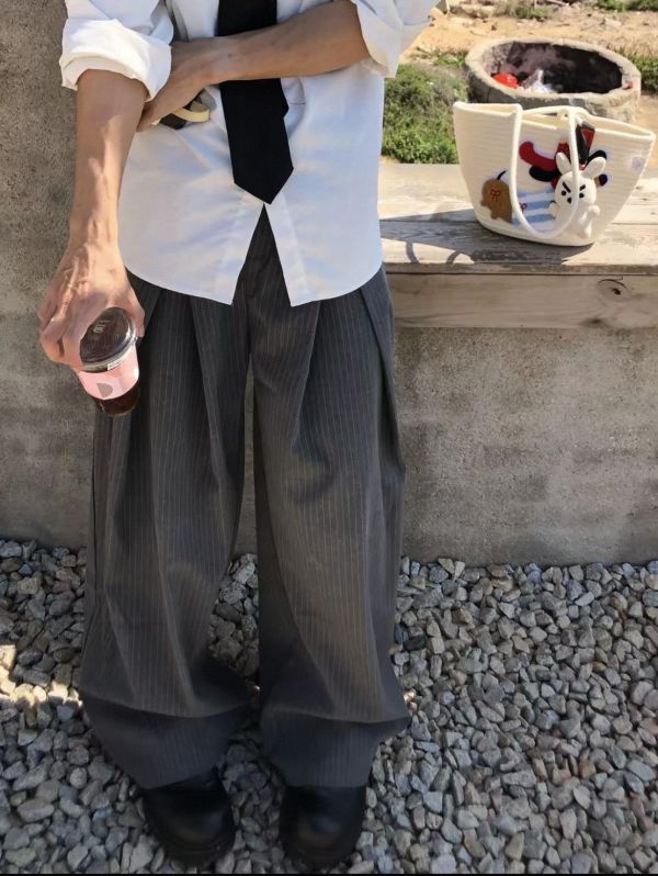 老錢打摺復古西裝褲 