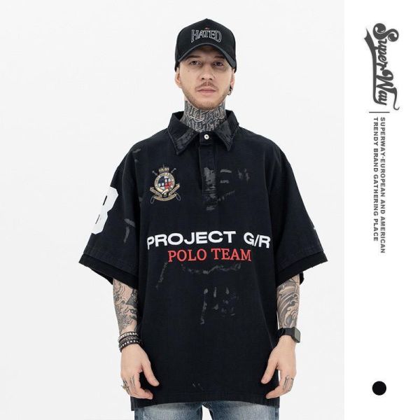 美式髒漆POLO短T 