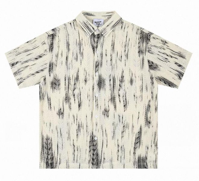 潑墨簍空針織襯衫 