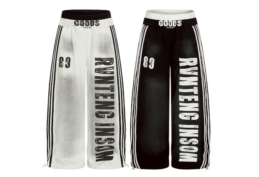 美式雙腰頭字母運動褲 