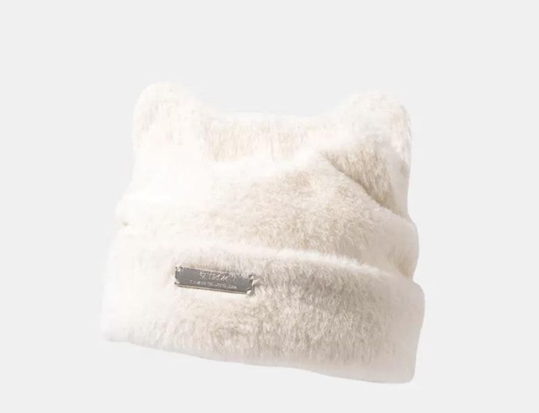 毛絨熊耳帽 