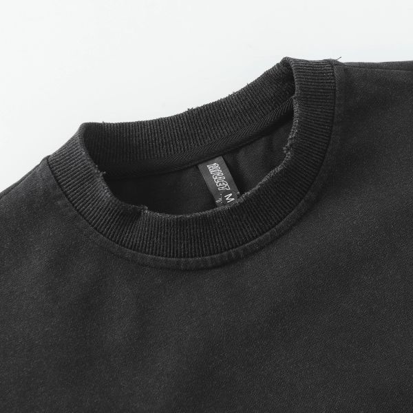 美式破損假兩件洗水長T 