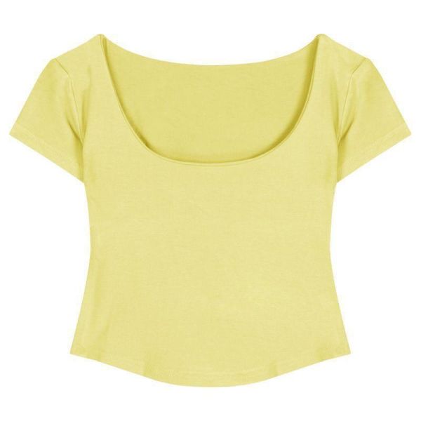 性感修身圓弧短版T(胸墊) 