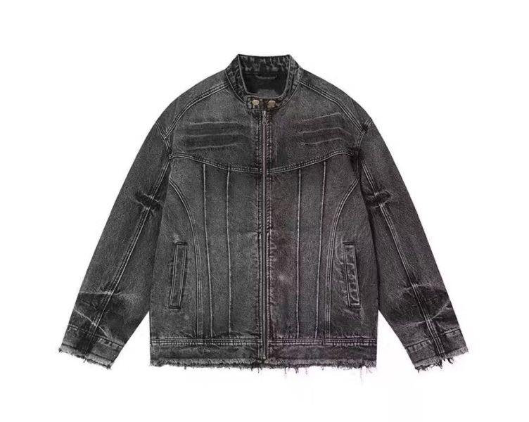 立領水洗牛仔外套 