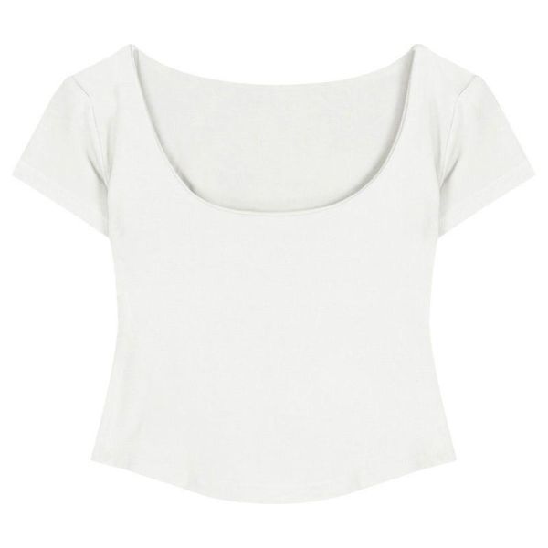 性感修身圓弧短版T(胸墊) 