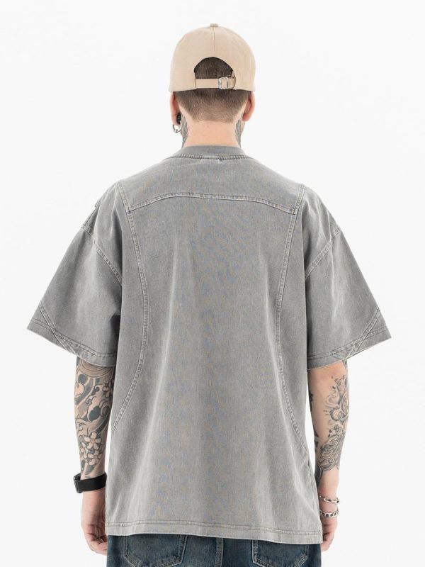 星十字水洗解構短T 