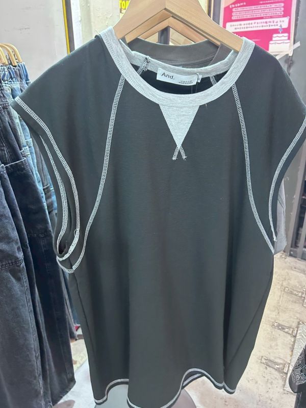 韓版雙線刺繡背心 