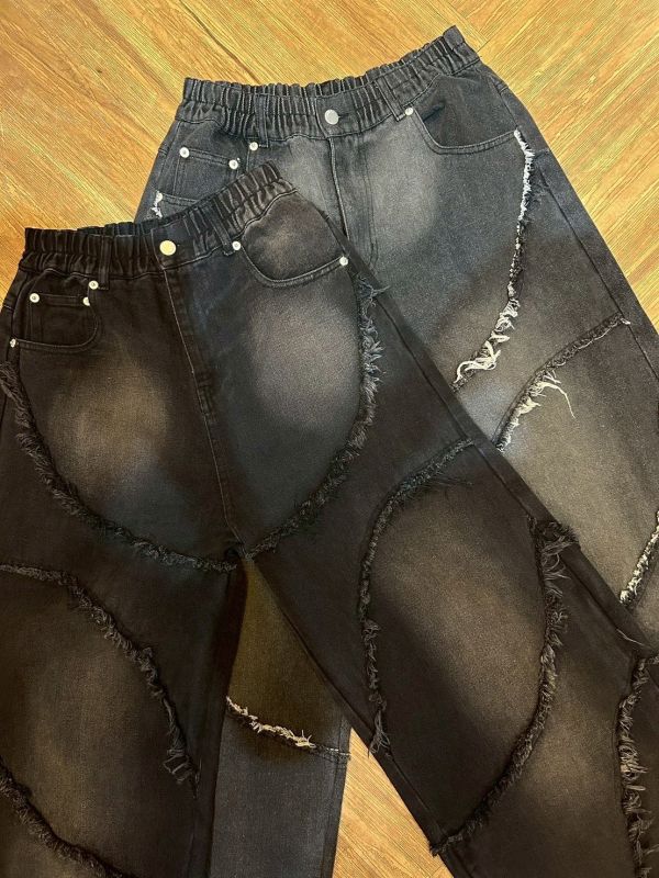 韓國毛邊彎刀褲 