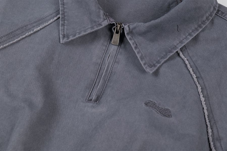 美式廢土風水洗翻領上衣 