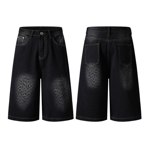 膝刷豹紋七分褲 