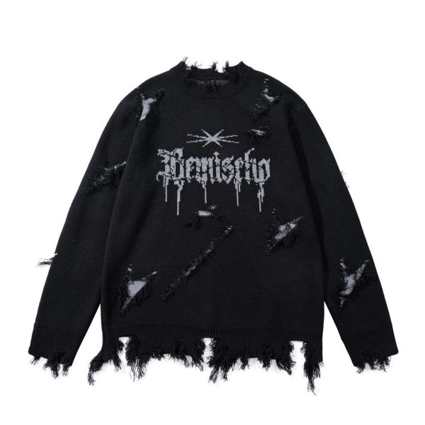 美式字母破壞針織 