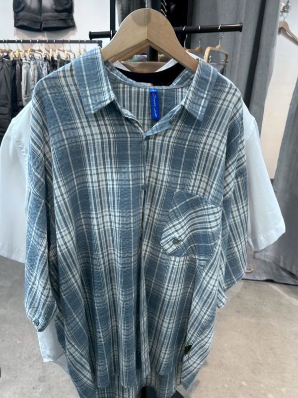 美式薄款格紋襯衫 